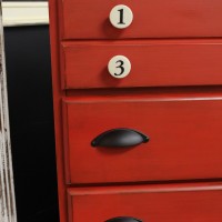 Red chest with typography