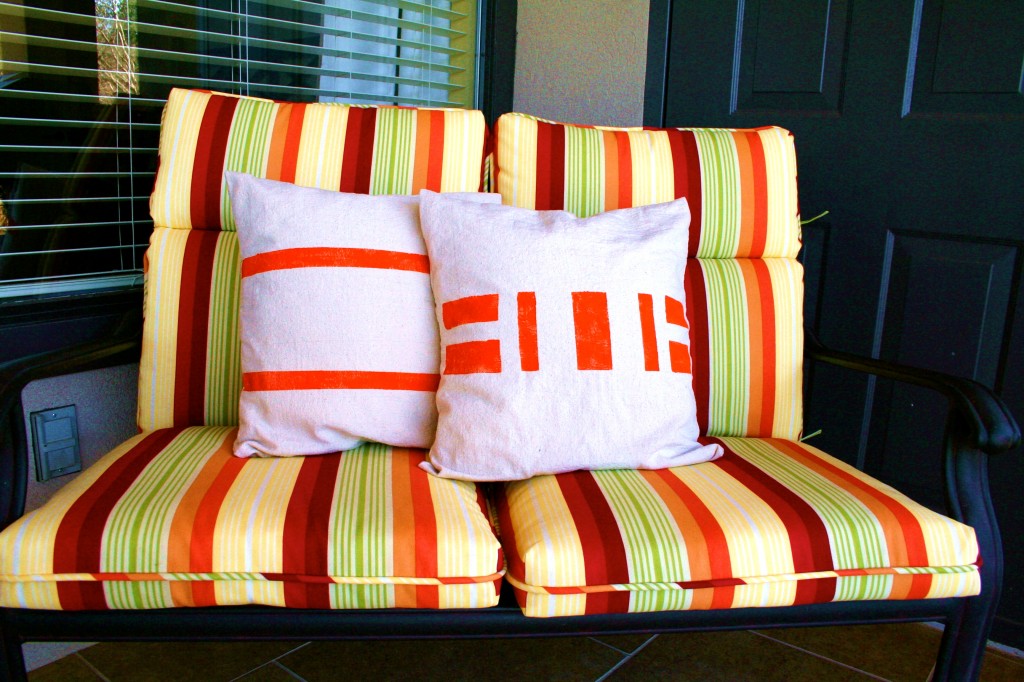 painted drop cloth pillows