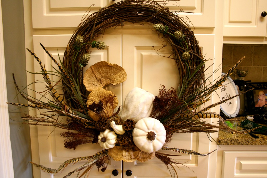 For your fall door - White Pumpkin for the door - quick and easy arrangement