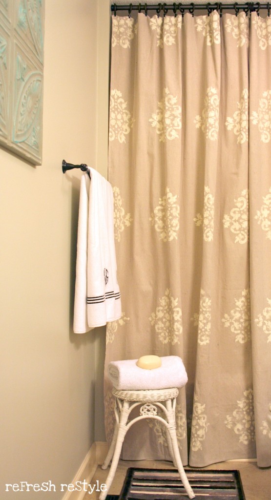 How to paint a shower curtain, made from a drop cloth!