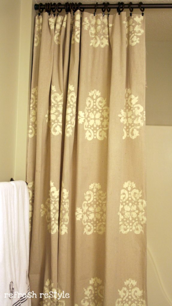 How to paint a shower curtain, made from a drop cloth!