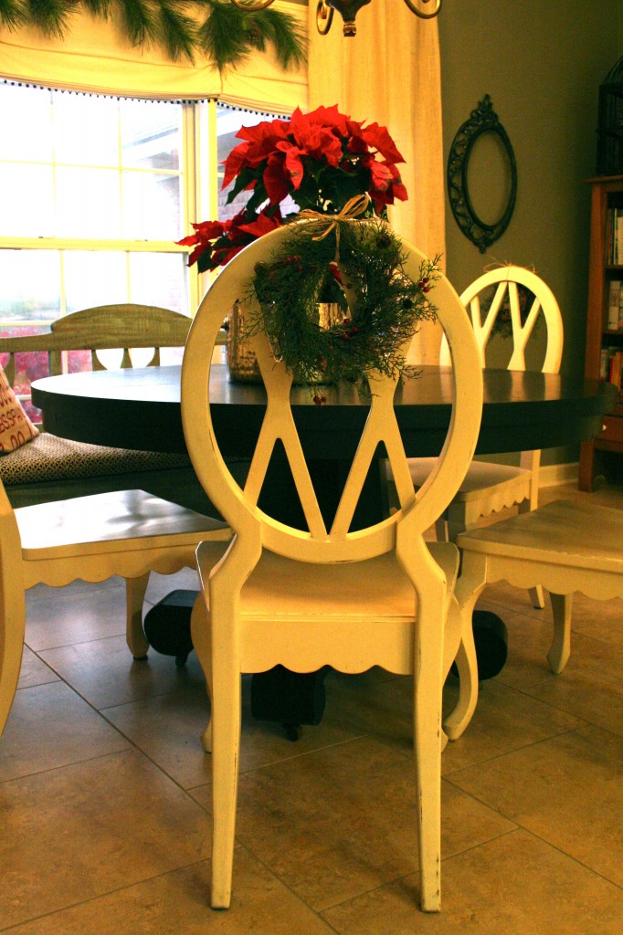 Christmas in the kitchen - budget decorating ideas -  poinsettias and little wreaths