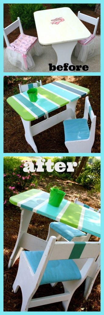 Kids Picnic table makeover #beach inspired