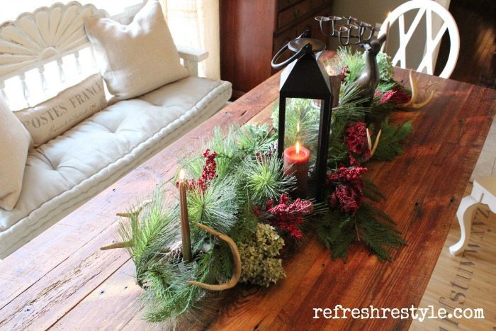 Farm table dressed for Christmas - Refresh Restyle