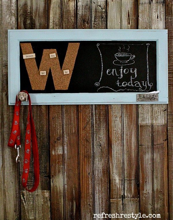 Chalkboard Message center made for an old cabinet door!