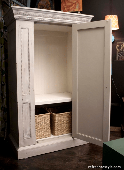 TV armoire up-cycled for extra storage