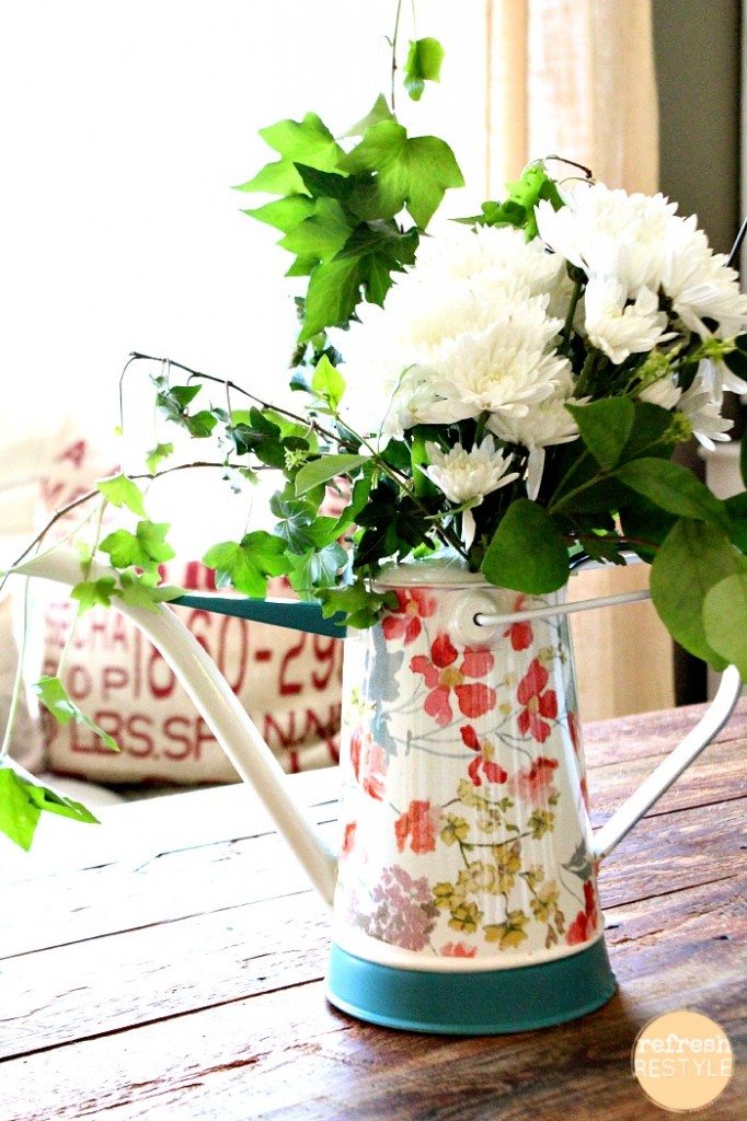 fresh flowers - watering can for a vase