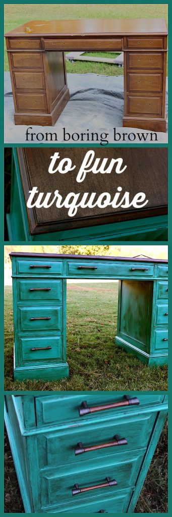 Turquoise Desk Makeover