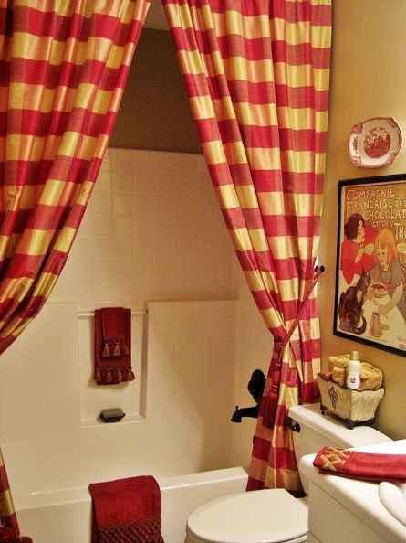 French Country Drapes for Shower Curtain - DIY Shower Curtains