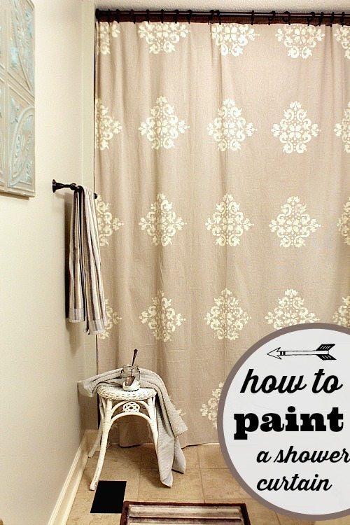 How to paint a shower curtain #diyshowercurtain 