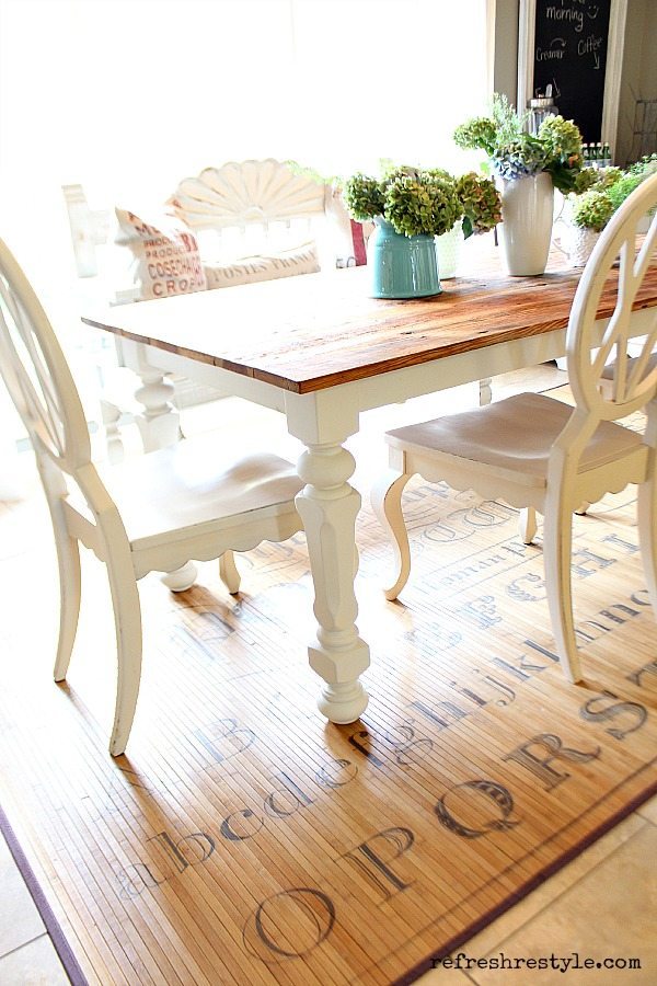 How to paint a farm table. #farmtable#maisonblanchepaint #paintedfurniture #ad #refreshrestyle