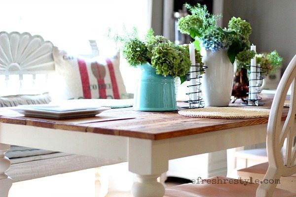 How to paint a farm table. #farmtable#maisonblanchepaint #paintedfurniture #ad #refreshrestyle