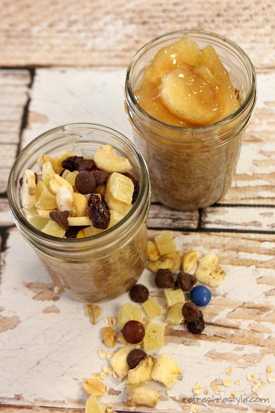 Oatmeal in a jar with awesome toppings!