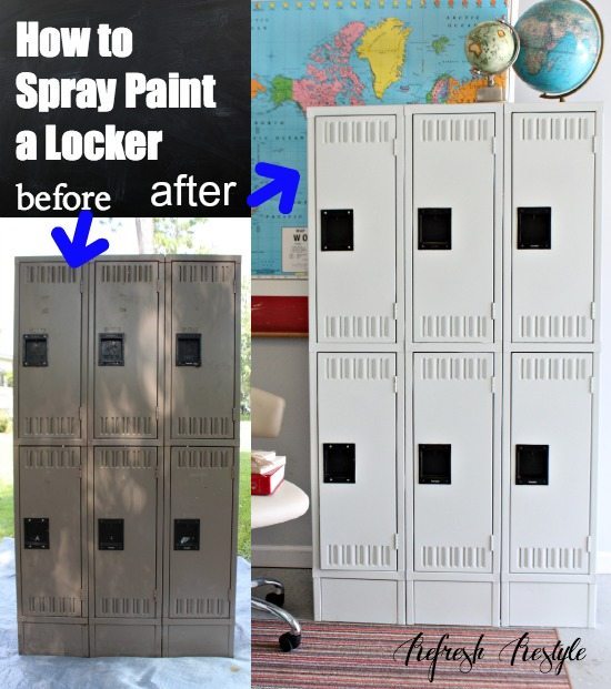 water cooler makeover with stone spray paint.  Stone spray paint, Locker  storage, Home decor