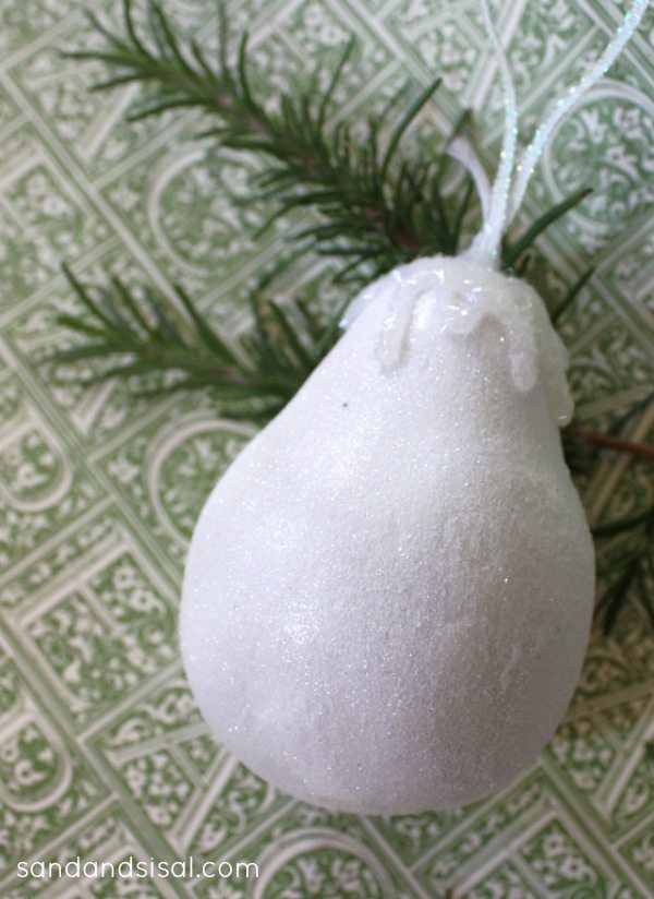 17 - Sand and Sisal - Frosted Pear Ornament