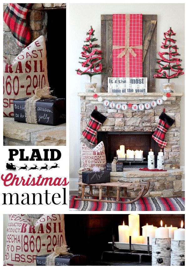 Plaid Christmas Mantel