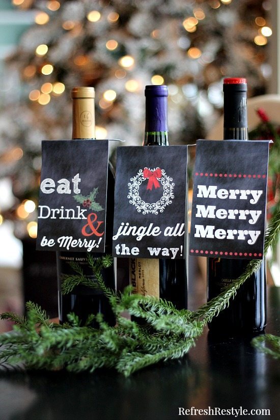 Christmas Tags for Wine Bottles from refreshrestyle.com
