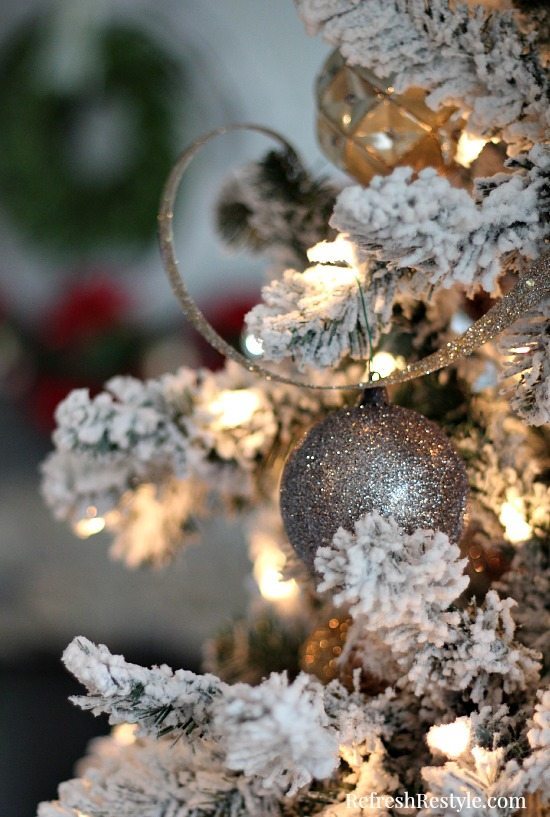 Christmas Tree Flocked with gold and silver at refreshrestyle.com