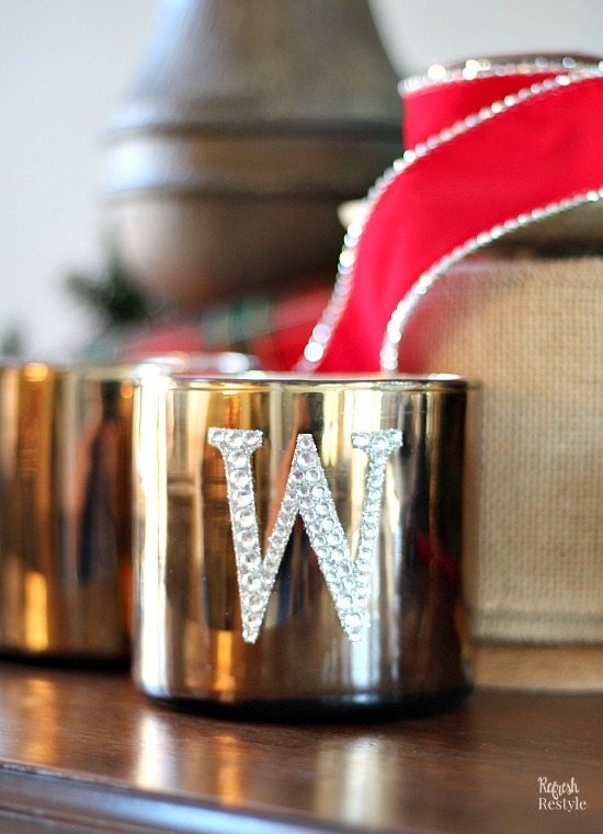 DIY Sparkle Monogrammed Candle