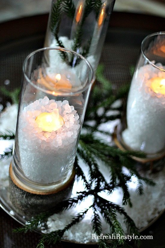 Dollar Tree Candle Holders with tea lights