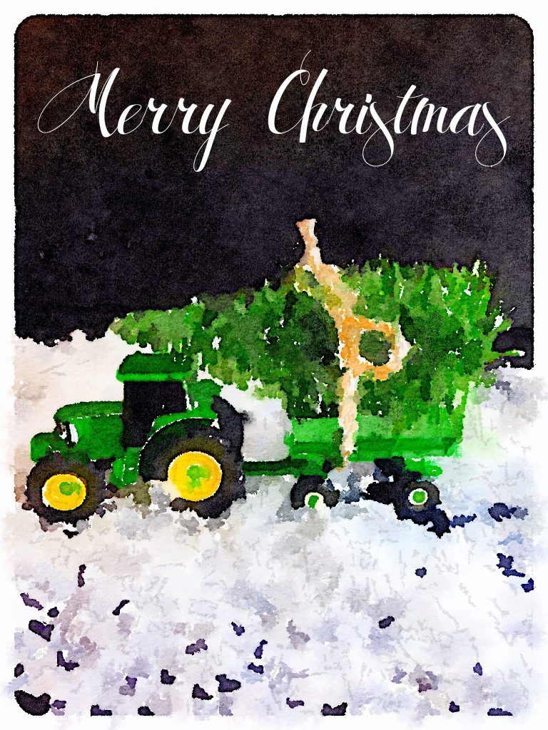 Tractor and Tree Merry Christmas