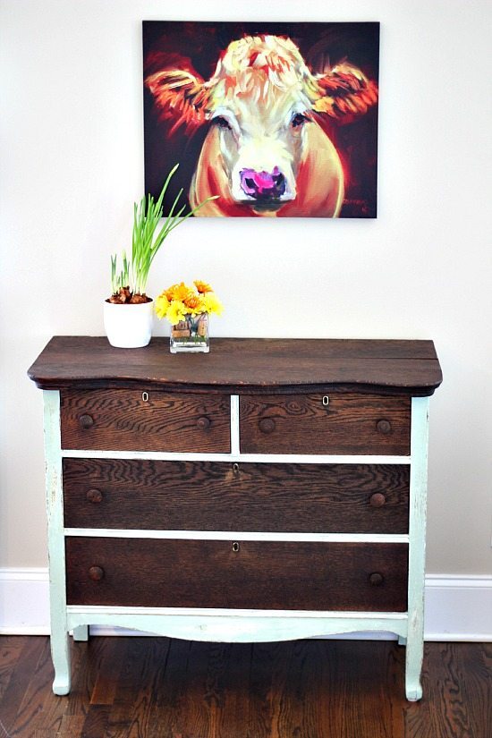 Dresser Makeover using chalk based paint and stain