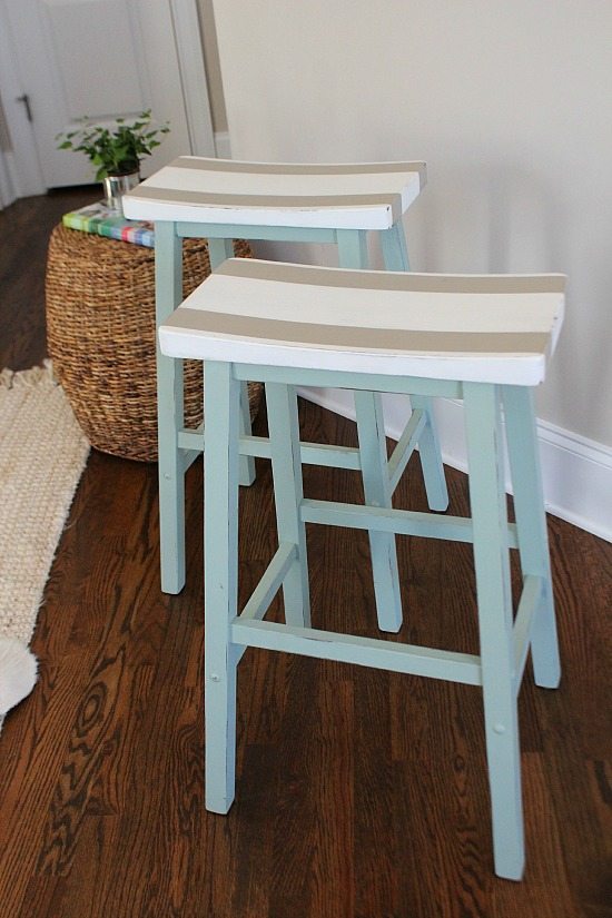 Fun painted bar stools for a keeping room breakfast bar.