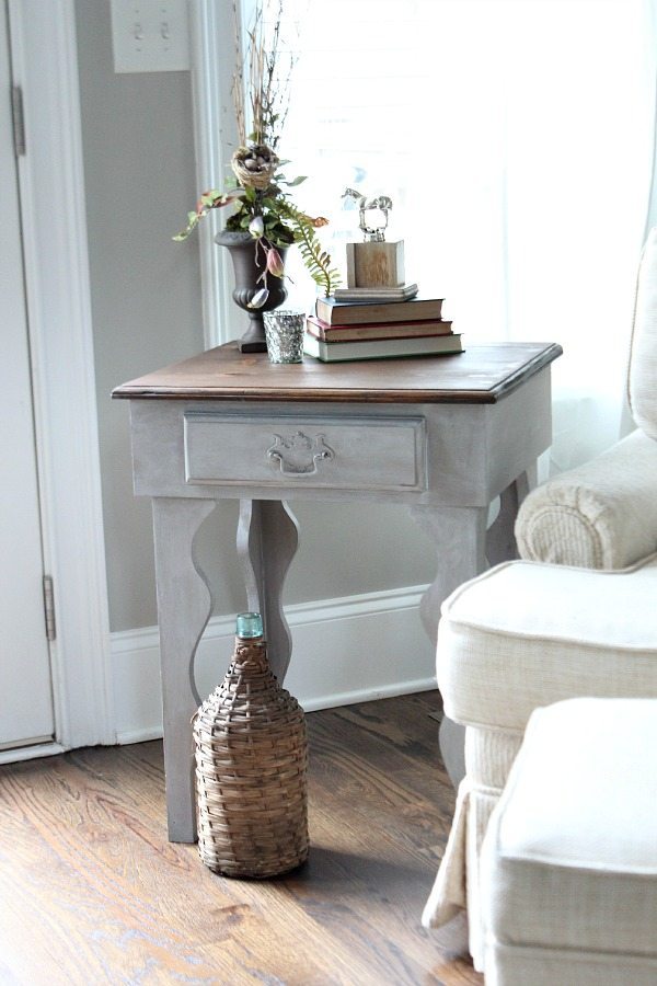 Curvy side table makeover Maison Blanche - Pecan and waxed with White Chalk Lime Wax