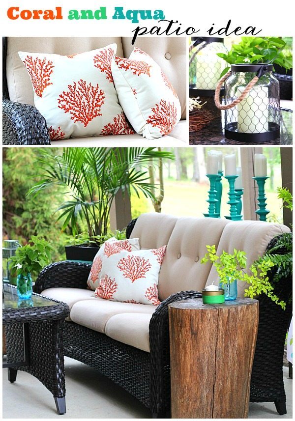 Coral and Aqua patio decor ideas, great color combo