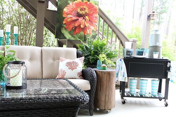 Coral and Aqua - teal patio ideas