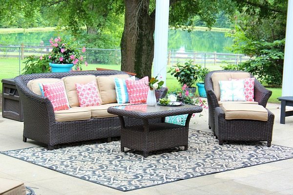 Use outdoor fabric to create a colorful pillow collection