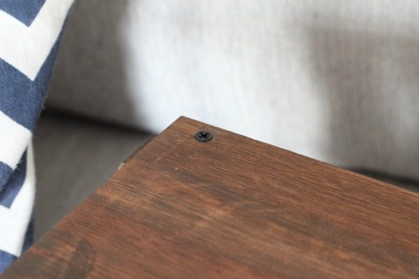 Add a piece of scrap wood to the top of the dresser piece, Repurposed Shelf with Krylon Chalky Spray Paint