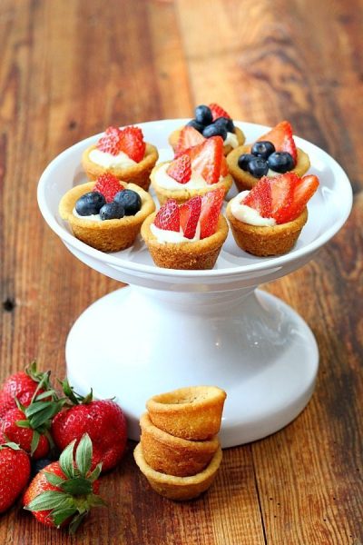 Strawberries, Blueberries filled Cookie Cup Recipe - Refresh Restyle