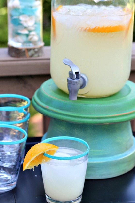 Drink dispense on top of clay pots