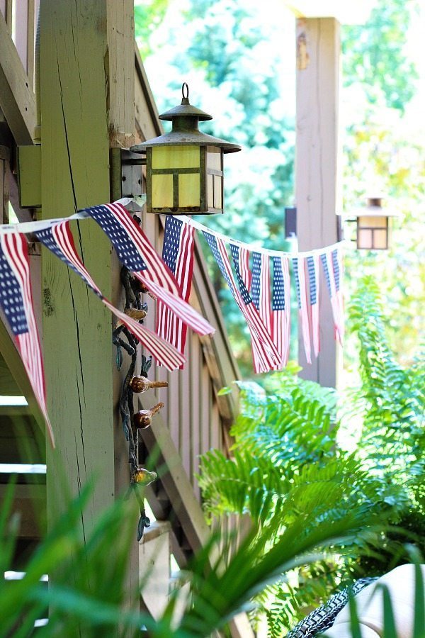 String of flags it's all about the red, white and blue