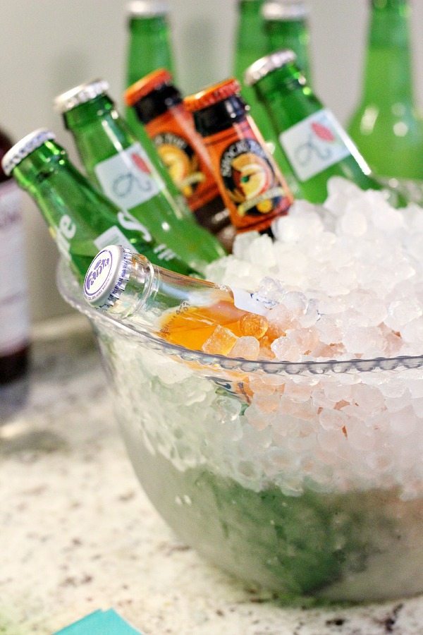 Bowls filled with ice for serving bottled drinks