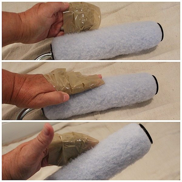 Wrap tape around your hand to remove unwanted fuzz from paint roller