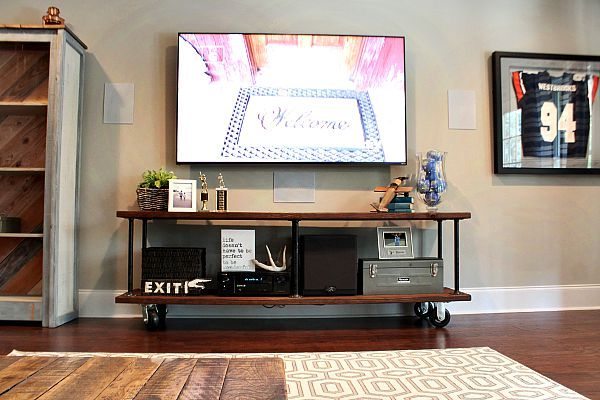 Wood and deals pipe tv stand