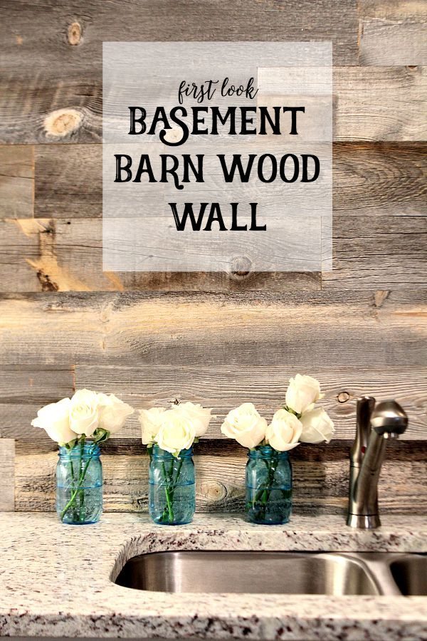 Basement Wood Wall - Super easy DIY - Wood planked walls in a few hours! First look Basement Barn Wood Wall at Refreshrestyle.com