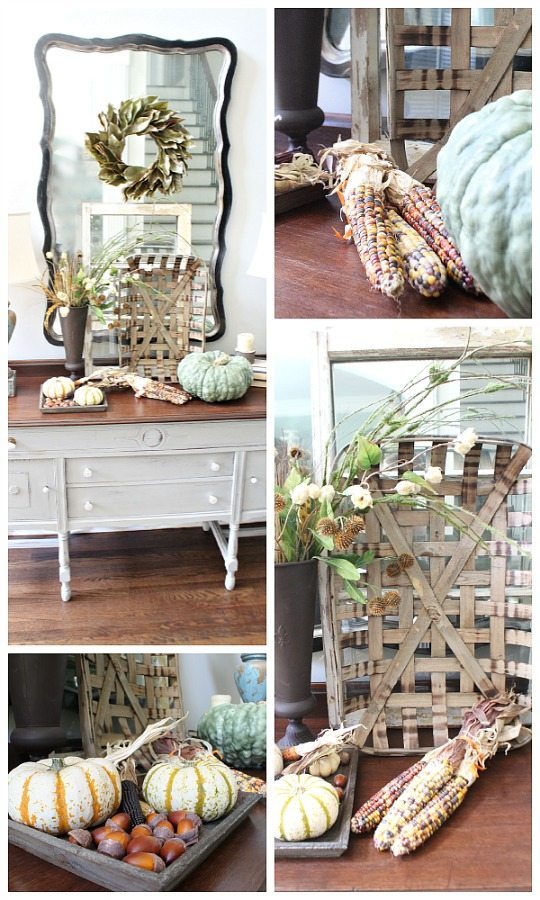 Neutral and Natural Fall Decor in the Entry refreshrestyle.com