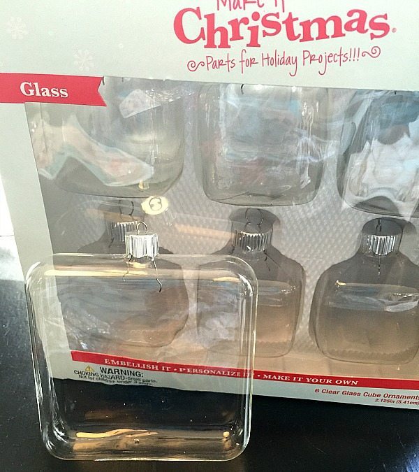 Square Glass ornaments for crafting a Christmas ornament at refreshrestyle.com