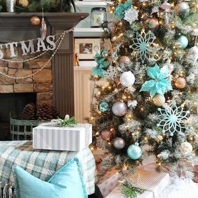 Balsam Hill Christmas tree in blues, golds, copper and more ideas!
