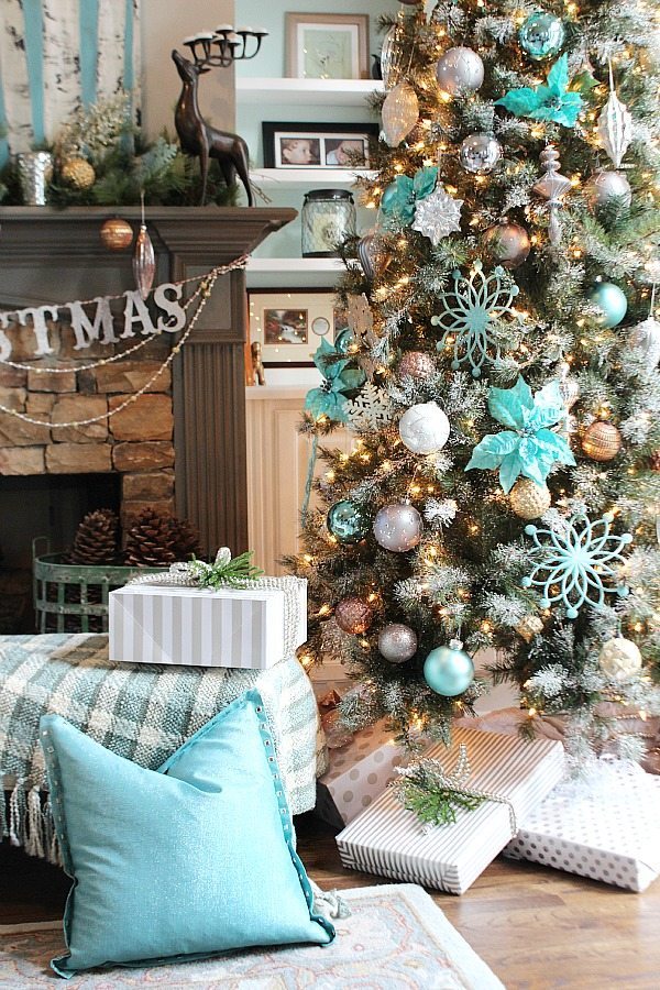 Balsam Hill Christmas tree in blues, golds, copper and more ideas!