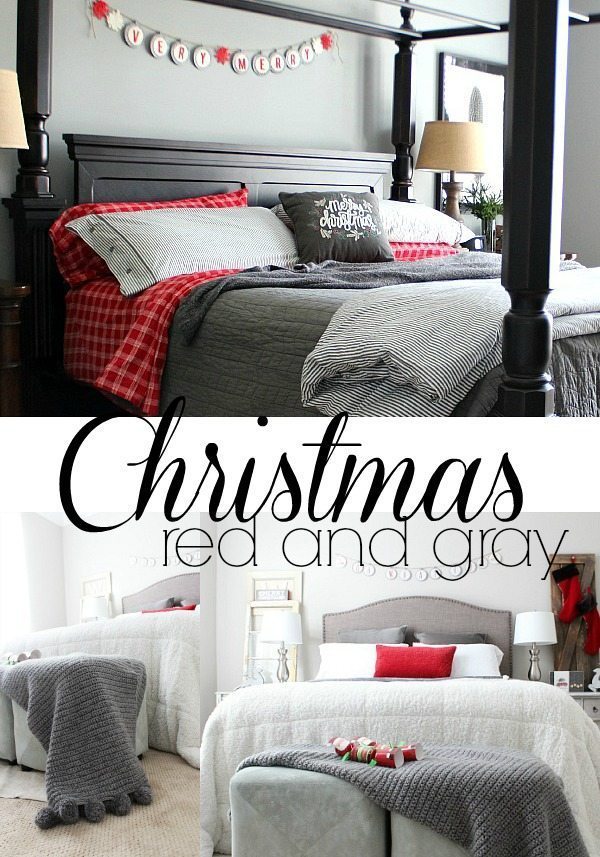 Bedrooms in red and gray for Christmas