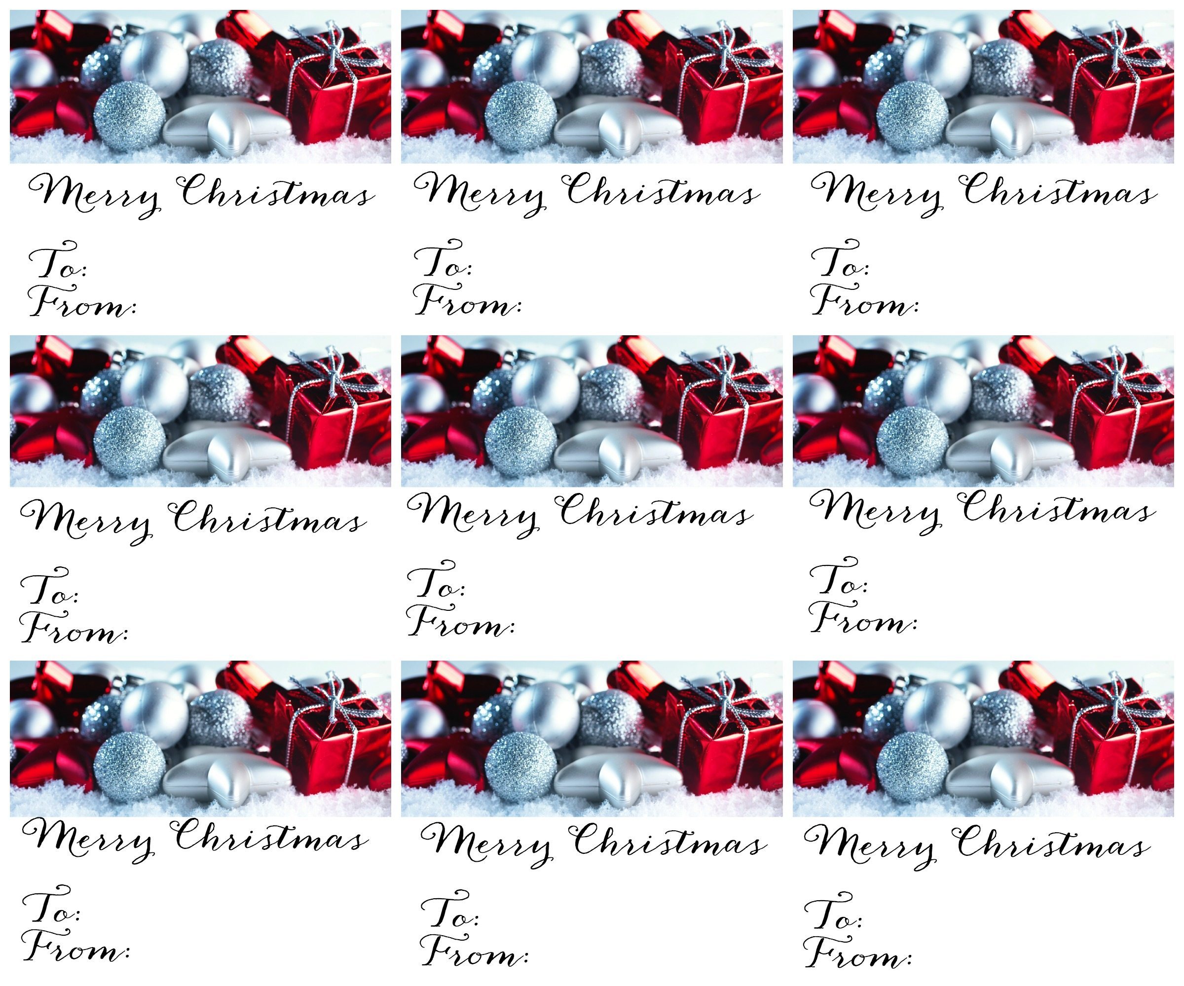 Christmas Gift Tags Silver and Red