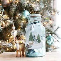 Christmas gift idea - aqua mason jar filled with gifts