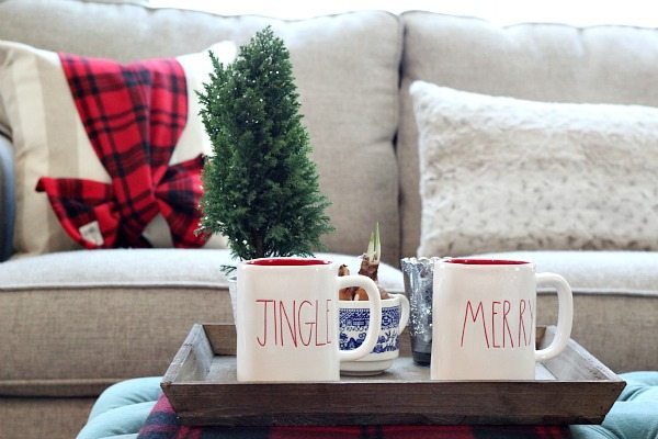 Jingle and Merry cups at refresh restyle Christmas Home Tour