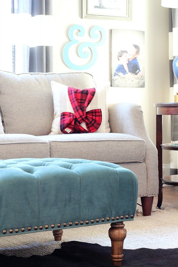 Plaid and blue refresh restyle Christmas Home Tour