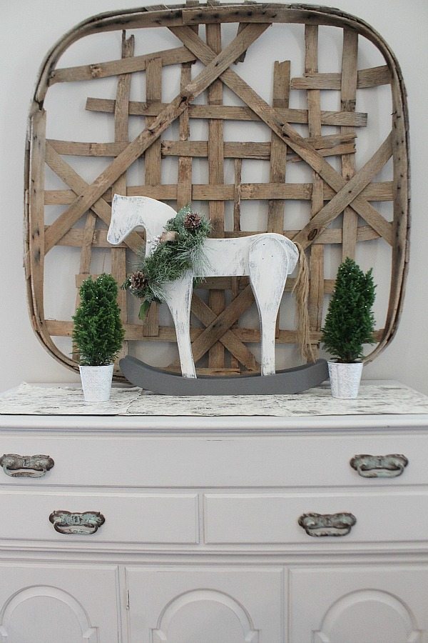 Wood rocking horse from 70's crafty horse at refresh restyle - Home for Christmas with Country Living and HomeTalk Vintage Wood Rocking Horse