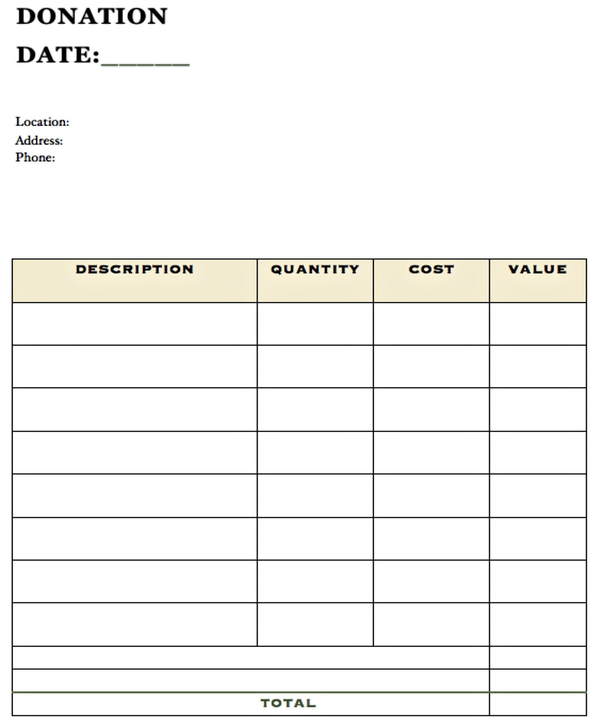 Closet organizing donation form